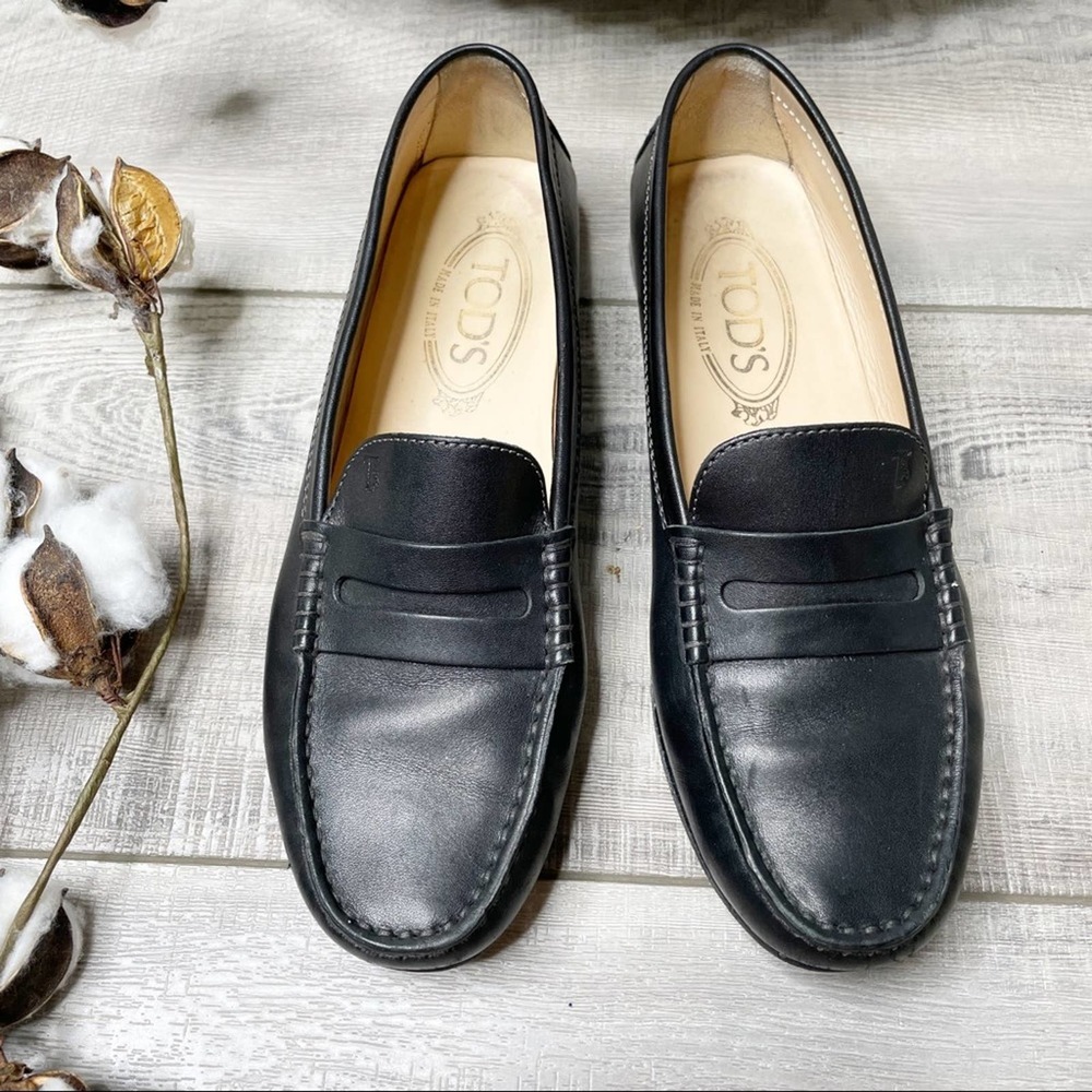 Tod's City Gommino Slip On Driving Loafers Black Size 36.5M